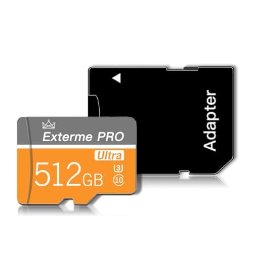 Carte mémoire Micro SD 512GB Classe 10 Vitesse Rapide + Adaptateur SD - pour Caméras, Drones