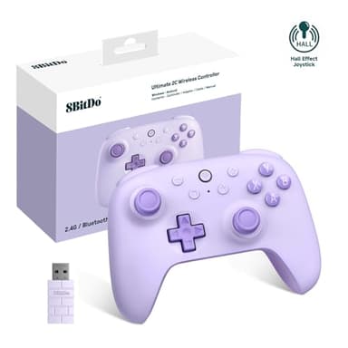 8BitDo Ultimate 2C Manette Sans Fil pour PC Windows et Android, Taux de Sondage de 1000Hz, Joysticks à Effet Hall et Déclencheurs Hall, Pare-chocs L4/R4 Remappables, Fonction Turbo (Violet)