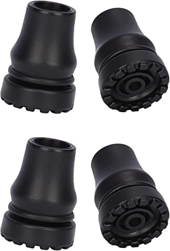 supregear Embout de Canne 16 mm, 4 Packs D'embouts de Canne de Rechange en Caoutchouc Antidérapant pour Canne Standard de 16 mm de Diamètre, Noir