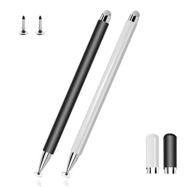 Stylet Tablette pour écrans Tactiles, Universel Haute Précision Stylet Compatible avec Tablettes, Smartphones, Android, Mi, Samsung Galaxy, Microsoft et Autres écrans Tactiles (Blanc/Noir)