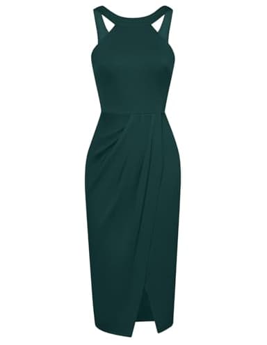 GRACE KARIN Femme Soirée Dos Nu sans Manches Festif Cocktail Robe Crayon Vert Foncé L