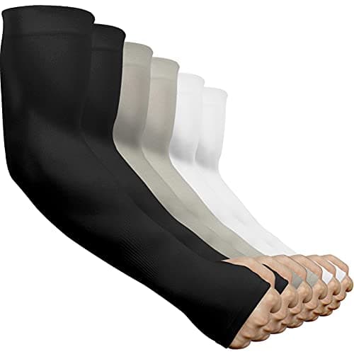 beister Manchon de Bras Homme & Femme (1/3/6),Anti-UV Protection UPF 50+Manche Bras Avec Trou pour Le Pouce,Antidérapants Cooling Manchette Gaming,Sport Compression Arm Sleeves pour Cyclisme,Running