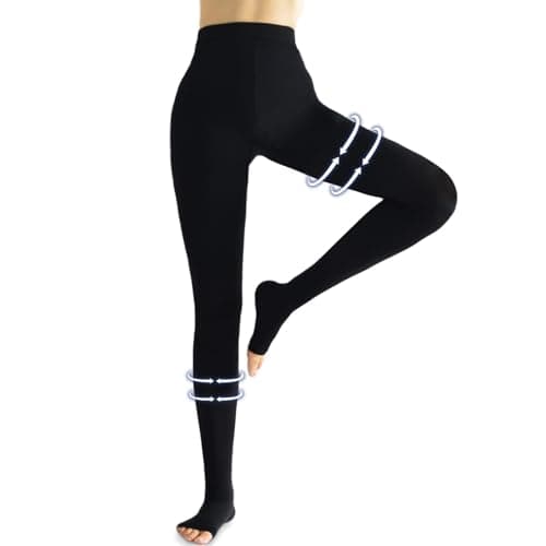 Beister Collant de Contention Femme & Homme à bouts ouverts Longues, 20-30mmhg Bas de Contention Classe 2 Médicale Soutien Graduel Chaussette de Contention,Pantalons serrés pour Les varices, l'œdème