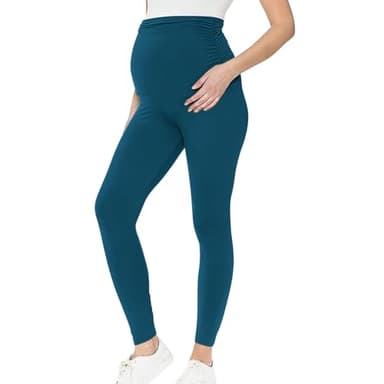 Legging de grossesse taille haute pour femme - Avec poches - Opaque - Pantalon de maternité - Pantalon de loisirs - Doux et extensible - Vêtement de maternité pour femme enceinte - Pantalon long large