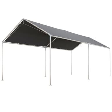 Outsunny Carport auvent pour Voiture 6 x 3 m Acier galvanisé Robuste Toit PE Haute densité Gris