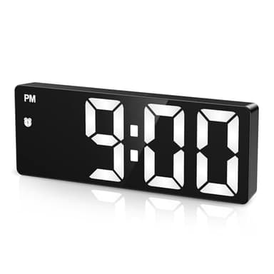 Criacr Horloge Numérique, Réveil Numérique avec Écran LED, Touche Snooze, Petit Reveil Digital, Reveil Matin avec Affiche Date, DST, USB/Batterie, Mode Nuit, Boîtier Noir et Chiffres Blancs