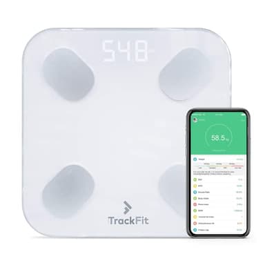 FitTrack Pèse-Personne Impédancemètre Dara - 17 Indicateurs de Santé -% de Gras, Muscle, Eau, Masse Osseuse, Métabolisme Basal, Forme du Corps - Reconnaissance Auto pour 8 Personnes