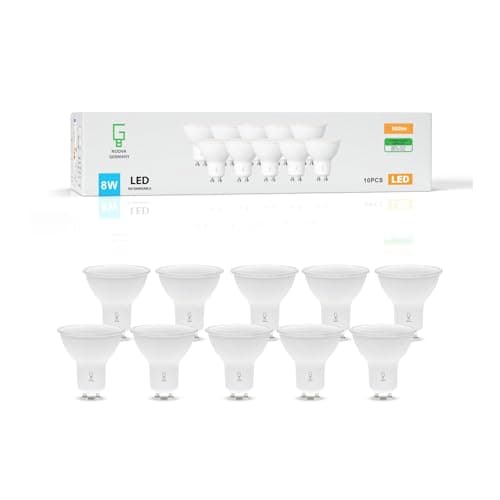 NUOVA GERMANY Ampoules LED GU10, 8W Equivalent à 100W, 980 lumens, Longue durée, Faible consommation, Non dimmable, 10 pièces (Lumière froide 6000k)