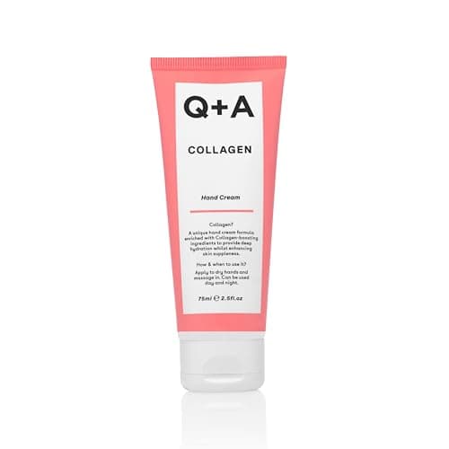 Q+A Crème pour les Mains au Collagène, Nourrissante et Hydratante avec Collagène Végétal, Complexe de Sucre et Hématite, Parfum Poire Dorée & Raisin, Vegan, Sans Cruauté, Anti-Âge, 75ml