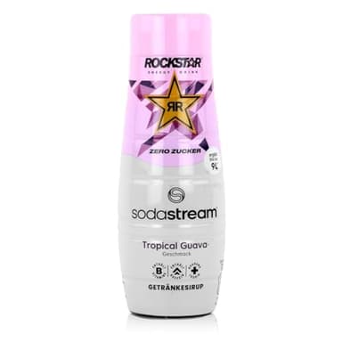 SodaStream Sirop Rockstar Tropical Guava Zero – 1 bouteille donne 9 litres de boisson prête à l'emploi, préparée en quelques secondes et toujours fraîche, 440 ml