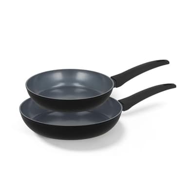 BE Living Delight Set de poêles 2 pièces – Poêles à frire 24 & 28 cm – Revêtement antiadhésif en céramique – Compatible induction – Sans PTFE ni PFOA – Noir