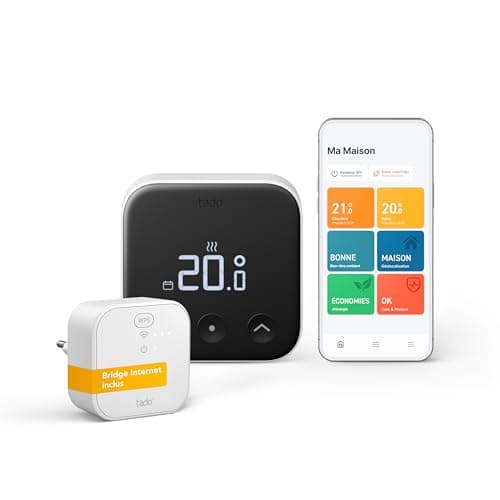 tado° Smart Thermostat X, kit de démarrage, thermostat câblé et Bridge X, commande via une application et une enceinte connectée (Alexa, Siri, Google Assistant), pas compatible avec tado° V3+