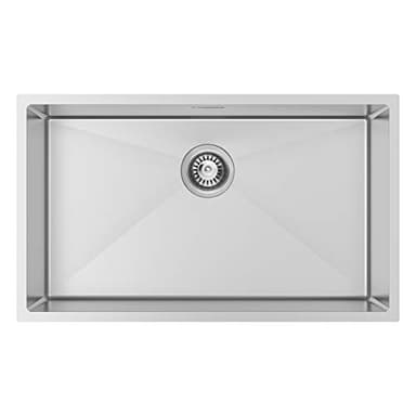 Lonheo Évier cuisine 1 Bac 74x44cm, Évier en Inox 304 Simple Bassin, lavabo cuisine avec kit de trop-plein et de vidange, Montage à Encastrer, à poser ou Sous Plan