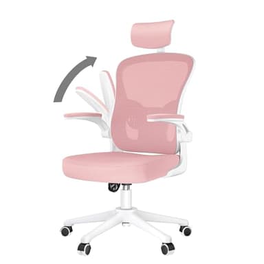 naspaluro Chaise de Bureau, Fauteuil de Bureau avec Soutien Lombaire Ajustable, Accoudoir et Appui-tête Réglables, Dossier Ergonomique Inclinable, Roulette Pivotant à 360°, Rose