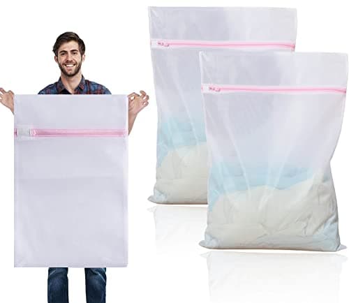 Lot de 2 grands filets à linge surdimensionnés 60 x 90 cm, XXL, filet à linge pour machine à laver, sac à linge peut être utilisé pour rideaux, manteaux, doudounes, tapis, serviette de bain