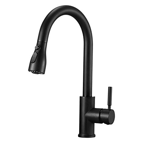 Robinets de cuisine avec douchette extractible à levier unique - Bec pivotant à 360° - Noir mat - Robinet d'évier de cuisine avec tuyau extractible à 3 voies