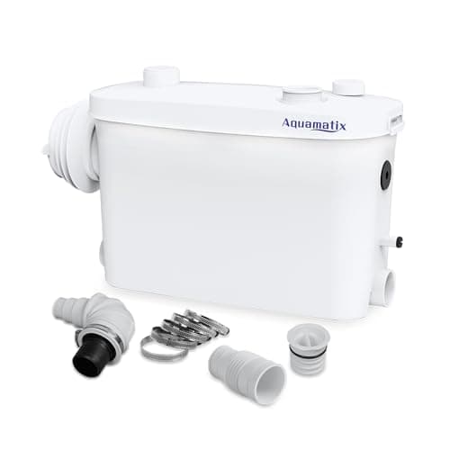 Aquamatix Broyeur Sanitaire 400 W Pompe de Relevage sanitaires 100 L/min 3 entrées pour WC suspendus Distance de pompage verticale de 6,5 m avec filtre à charbon