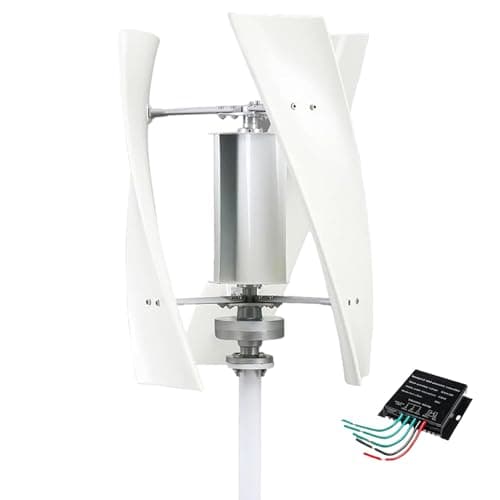 Kit Complet D'éolienne à Axe Vertical 12V 24V 48V 110V 220V, 3 Pales, éolienne 14000W avec Contrôleur Mppt, pour Terrasse, Camping-Car, Bateau, Chalet,White-220V