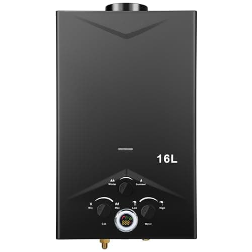 Chauffe-eau instantané au gaz propane 16 l avec allumage de batterie - Chauffe-eau instantané Tankless Water Heater avec affichage numérique - Multi-protection [Classe énergétique A]