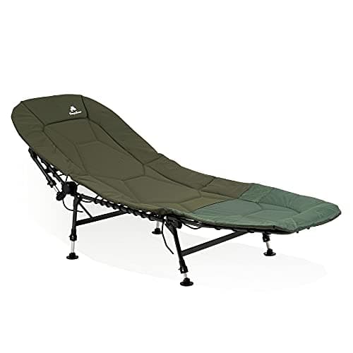 CampFeuer Chaise Longue de pêche XXL | Canapé pour carpes réglable en Hauteur et Stable avec 6 Pieds | Lit de Camp Pliable avec Sac de Transport