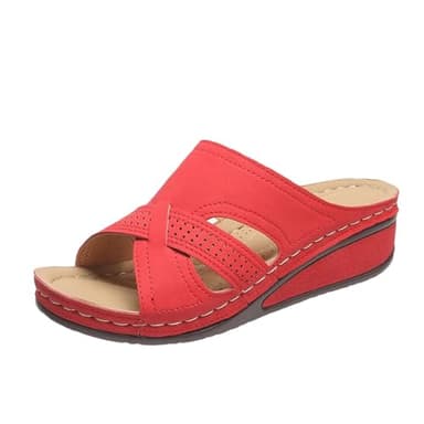 Sandales Orthopedique Femmes été Compensé Claquettes Rétro Évidé Claquette à Soutien Plantaire Pantoufles Confort Anti-dérapant Chaussons Bout Ouvert Pantoufle Elégant de Vacances Plage Marche