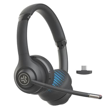JLab Go Work Casque Bluetooth sans Fil avec Micro, 2e Génération - +55h d'Autonomie, Bluetooth ou Dongle USB-C avec Connexion Multipoint pour Ordinateurs PC, Portables - avec ou sans Fil