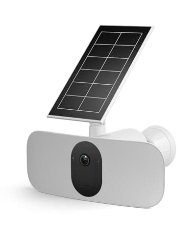 Arlo Floodlight Camera Surveillance WiFi Exterieure sans Fil avec Projecteur + Panneau Solaire, 2K HDR, Détection Mouvement, Audio Bidirectionnel, Vision Nocturne, Sirène, Essai Secure Inclus