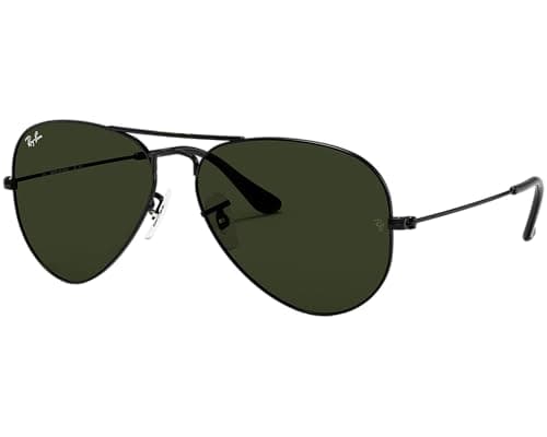 Ray-Ban Pilot Aviator Original avec kit d'entretien, Noir | G15 vert foncé, Large 58