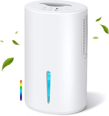 Powate Déshumidificateur, 2000 ML Déshumidificateur D'air, portable Extra Silencieux, Lumière 7 Couleurs, Déshumidificateur pour Chambre, Armoire de Salle de Bain, RV, Cave Humide, Cuisine,Vert