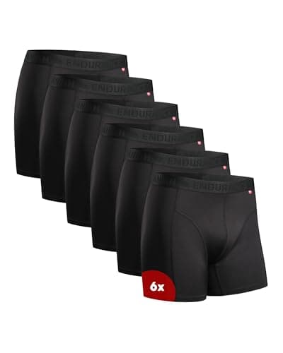 DANISH ENDURANCE Boxer Homme Sport Respirants et Doux, Anti-Frottement, Lot de 6, Noir, L