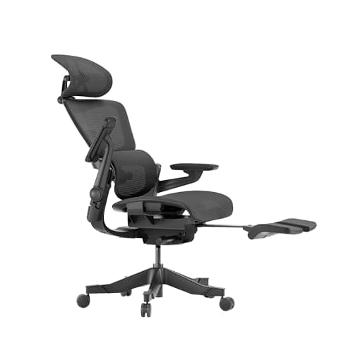 HINOMI H1 Pro V2 Chaise de Bureau Ergonomique Haute avec Repose Pied, Support Lombaire 3D, Fauteuil de Bureau Ergonomique Pliable (Noir, Hauteur Standard)