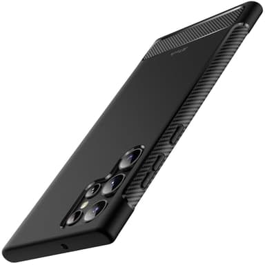 JETech Coque Fine Compatible avec Samsung Galaxy S22 Ultra 5G 6,8 Pouces, Housse de Téléphone Mince avec Design en Fibre de Carbone, Anti-Choc (Noir)