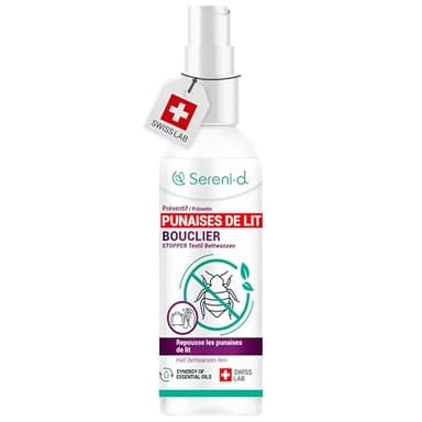 SERENI-D - BOUCLIER ANTI PUNAISE DE LIT - Spray anti punaise de lit puissant - Traitement naturel aux Huiles Essentielles/Fleur de Pyrèthre Végétal - Résultats rapides & efficaces - 100mL