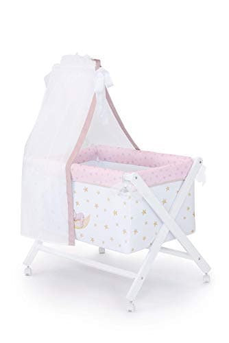Naf Naf Berceau + Textile et Voile Marlon Night, Couleur Rose, 55 x 72 x 90, 8 000 g