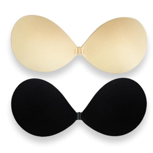 ZEPIQOR 2 paires Soutien Gorge Adhesif, Soutien Gorge Invisible, Soutien Gorge Dos Nu, Coque Adhesive Soutien Gorge, Réutilisable Silicone sans Push Up Soutien Gorge des Cache tétons (B)