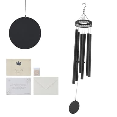 VEVOR Carillon à Vent extérieur, 1473 mm, Carillon éolien au Ton Profond avec 6 Tubes, Grande Cloche à Vent commémoratif Unique pour Anniversaire, pour terrasse, Porche, Jardin et arrière-Cour, Noir