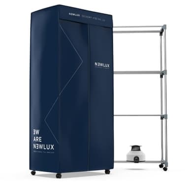 Newlux - Sèche-Linge électrique Portable Secadry Bleu avec lumière UV pour désinfecter, 15kg, Temp. 180min, 4 Niveaux, séchoir par Ventilation (1200W) 3 en 1 Sèche-Linge, Armoire, Séchoir à Linge