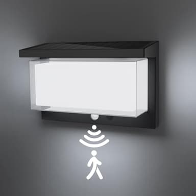 Lampe Solaire Exterieur Detecteur de Movement, Lampe Murale Extérieure, LED Applique Exterieure IP65 Etanche, Decoration Exterieur Applique pour Balcon, Rue, Garage, Terrasse Couloir, jardin (A)