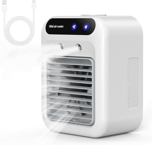 Climatiseur Portable, Climatiseur Mobile Silencieux, Refroidisseur d'air de 500 ml, Rafraichisseur d'air, 2 Vitesses, 2 Modes de Brumisation, Mini Climatiseur Adapté à la Coucher, Bureau