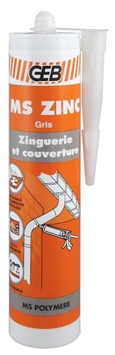 GEB MS ZINC Mastic polymère pour collage et étanchéité en couverture et zinguerie. Excellente adhérence sur tout matériaux, même humides. Résiste aux intempéries et aux UV. 290ml - Gris