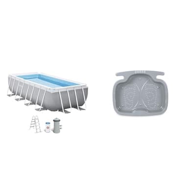 Intex kit Piscine Prism Frame rectangulaire Angulaire Tubulaire (l) 4,00 x (l) 2,00 x (h) 1,00m & 29080 - Pediluve Coloris aléatoire