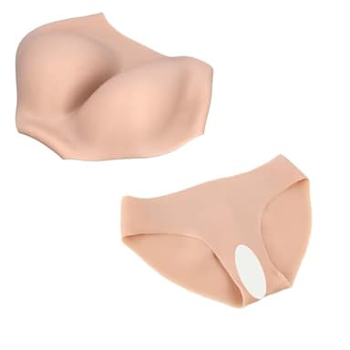 Tex-Eorey Culotte De Vagin Faux Vagin en Silicone Complet Hanche Fesse Épaissir Triangle Slips Cacher Les Hanches Shaper Culotte pour Travesti,White(Upgrades),One Size