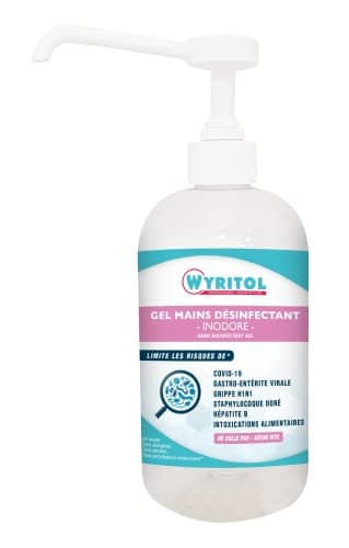 WYRITOL - Gel hydroalcoolique 500ml – Désinfectant mains - Formule naturelle - Antibactérien et virucide - 70,2% Ethanol - Fabrication française