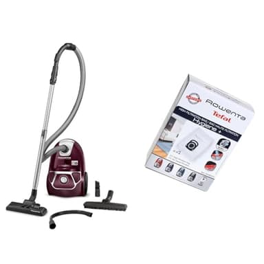Rowenta Compact Power apirapolvere traîneaux avec Sac, 3 AAA Maison et Voiture (Home & Car) Aubergine & Rowenta ZR200520 Sac Haute Filtration Hygiene + Optimal - Blanc - Boite de 4 unités