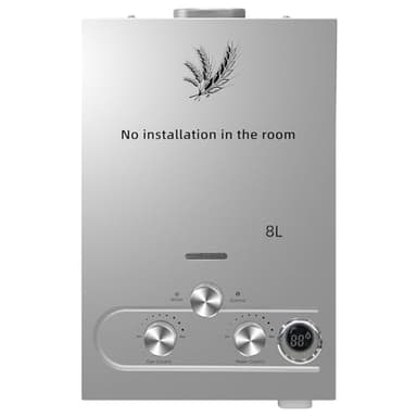 Furvveerr Chauffe-Eau à Gaz Instantané 8LPM 16KW LPG GPL au Butane Propane avec Modes Hiver et Eté,Protection Contre La Surchauffe,Couleur Argent,pour La Maison,ExtéRieur,Camping Car