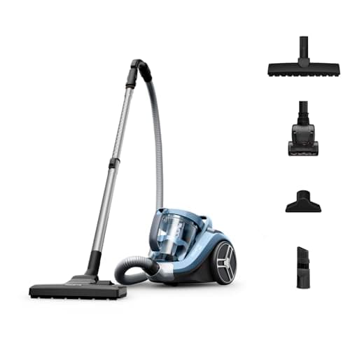 Rowenta Compact Power XXL Aspirateur sans sac, Moteur haute efficacité, 2,5 L, Compact, Facile à vider, Technologie cyclonique, Large rayon d'action RO4871EA, Bleu