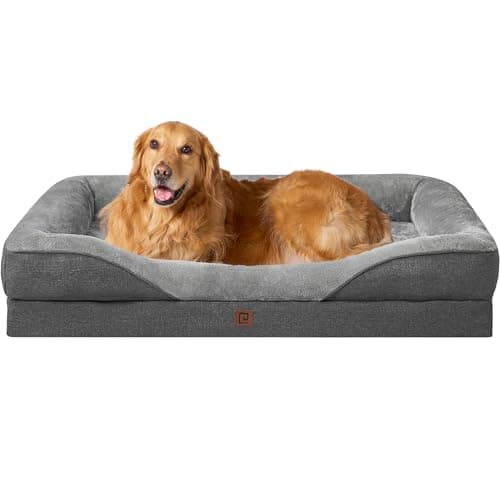 EHEYCIGA Mousse Mémoire Panier Chien XXL Orthopédique, Canapé pour Chien Grande Taille Déhoussable Lavable, Coussin Chiens Antidérapant & Imperméable, 106.5x76x18.5 cm Gris