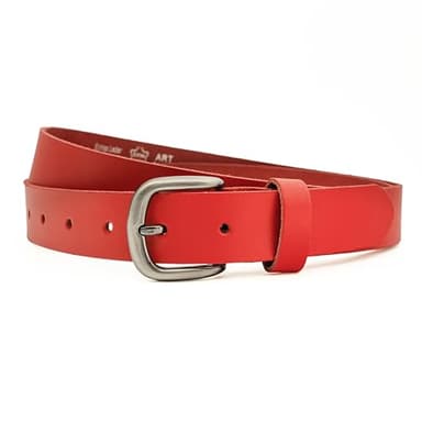 Ab-BELT & BAG SDS-02 Ceinture en cuir pour femme 3 cm, rouge, 115cm Gesamtlänge 130cm