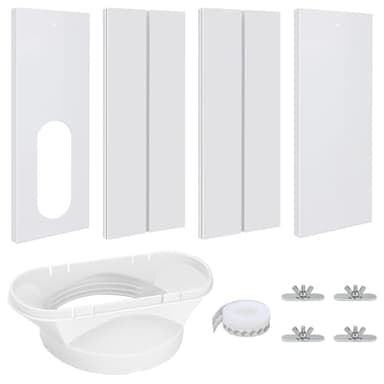SKIKHN Kit de Fenêtre de Climatiseur Portable, Lot de 4 Bouchons de Climatisation Mobiles Réglables, Kit De Ventilation De Fenêtre AC, Kit Calfeutrage Climatiseur pour Porte Fenêtre avec Tuyau