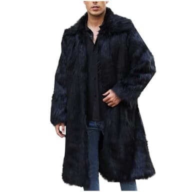 Manteau Fausse Fourrure Homme Hiver Long Couleur Unie Veste Parka Super Doux Chaud Longue Cardigan Trench Coat Outwear Manteau Hiver Chaud et épais Fausse Fourrure Veste Grande Taille